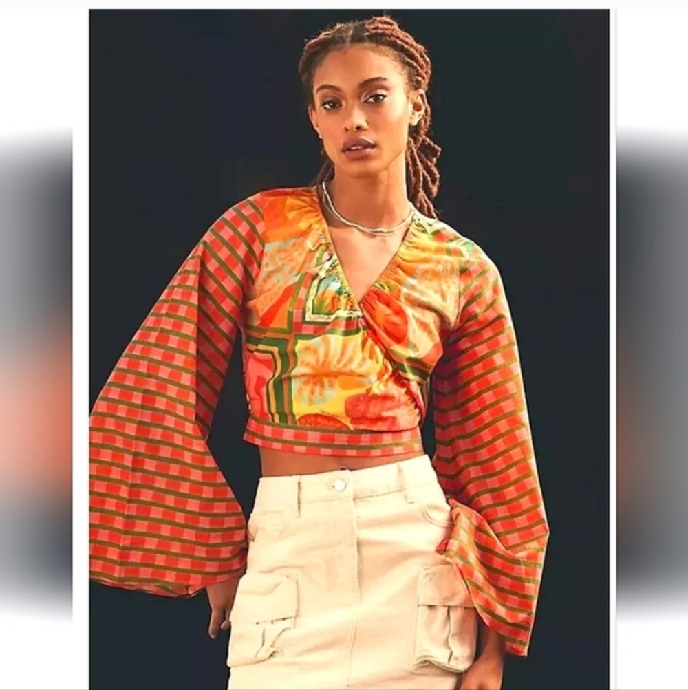 Farm Rio Vibrant Crop Top! Beachy Boho Brazil Funky Fun Retro NWT